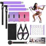 Qicool Pilates Bar with Resistance Bands - Purple