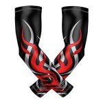 Black Silver Flame Compression Arm Sleeves for Sports