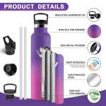 HoneyHolly 1000 ML Stainless Steel Thermal Water Bottle