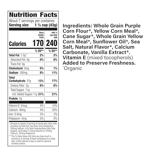 Organic Berry Vanilla Puff Cereal - 12 Pack