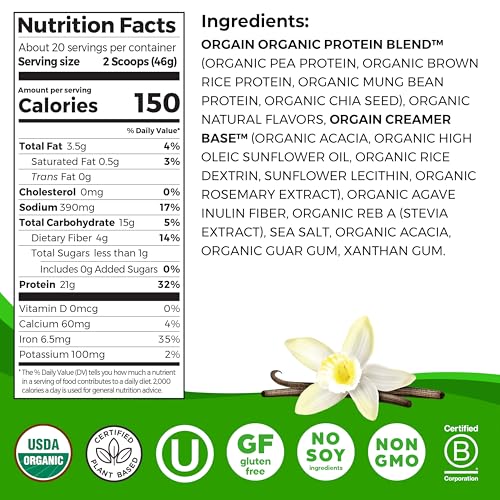 Organic Vanilla Plant-Based Protein Powder 2.0 lb