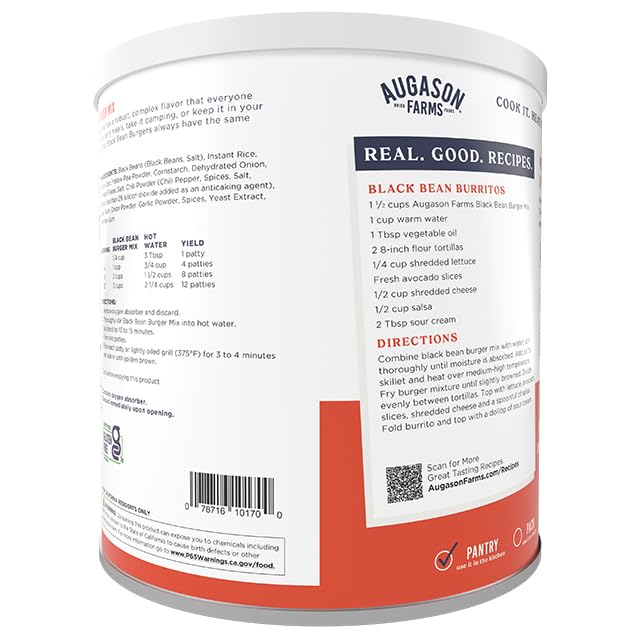 Augason Farms Gluten-Free Black Bean Burger, 2 lbs