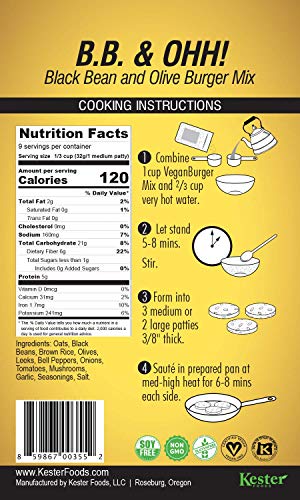 B.B. & Ohh! Vegan Burger Patties - 9 Count