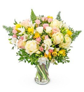 Rose and Freesia Fresh Floral Arrangement for Any Occasion