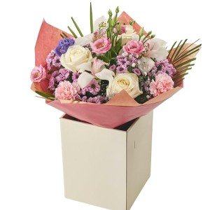 Orchid and Rose Bouquet with Pink Carnations