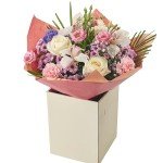 Orchid and Rose Bouquet with Pink Carnations