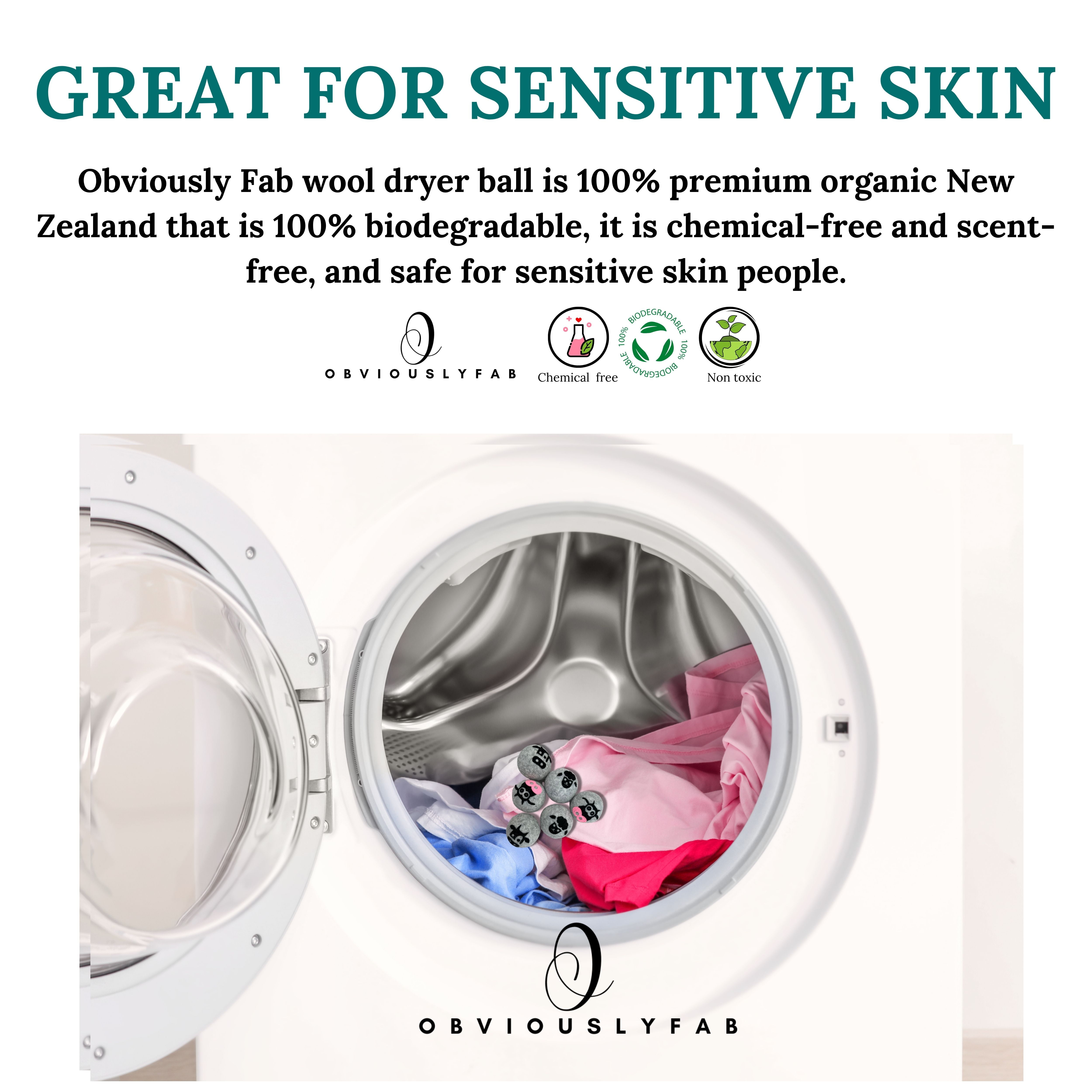 Eco-Friendly Wool Dryer Balls - 6 Pack