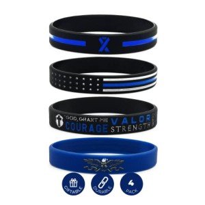 Thin Blue Line Silicone Wristband Set for Officers