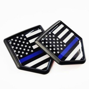 Thin Blue Line American Flag Decal Stickers - 2 Pack