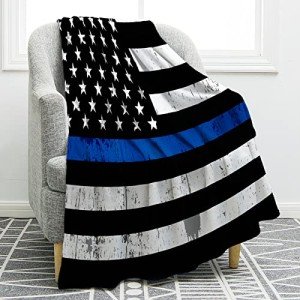 Blue Line Police Blanket - Cozy Flag Print Throw