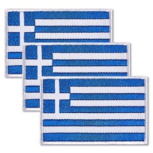 Greece Flag Embroidered Patches - 3 Pack