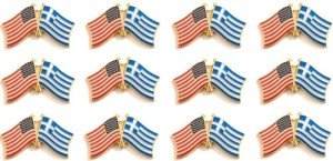 Set of 12 Greek-US Crossed Flag Lapel Pins