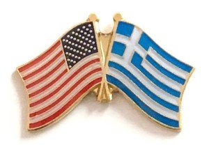 50 Pack of Greece & US Crossed Flag Pins