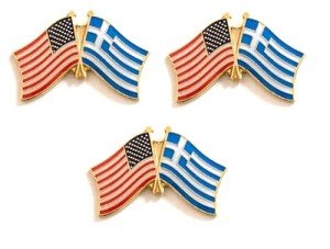 Greece USA Friendship Flag Lapel Pins - Set of 3