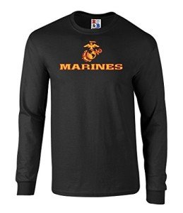 US Marines Long Sleeve Logo Graphic Tee - Black