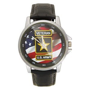 Custom US Army Veteran Watch with Leather Band