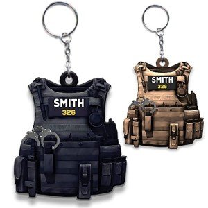 Personalized Police Officer Keychain Gift for Him