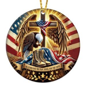 Patriotic Bald Eagle Christmas Ornament for Veterans