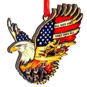 Veteran Christmas Ornament - Wooden Laser-Cut Décor