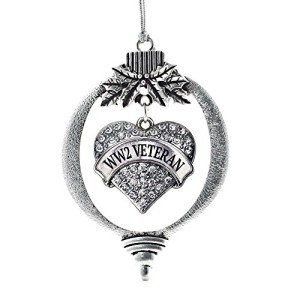 WW2 Veteran Silver Heart Charm Ornament