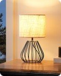 Modern Bedside Table Lamp with Metal Cage
