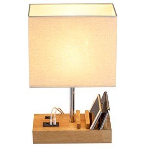 USB Bedside Lamp with Charging Ports and Dock