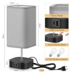 Set of 2 Touch Bedside Lamps with USB Ports