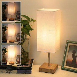 Touch Control Bedside Lamp with Wooden Base 15