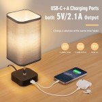 Set of 2 Touch Bedside Lamps with USB Ports