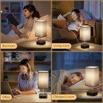 Set of 2 Touch Bedside Lamps with USB Ports