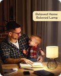 Modern Bedside Table Lamp with Metal Cage