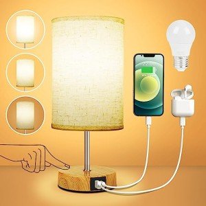 3-Way Dimmable Touch Control Bedside Lamp with USB
