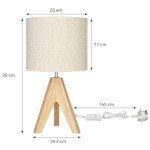 Wooden Tripod Table Lamp with Beige Shade