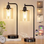 Set of 2 Industrial Touch Bedside Lamps
