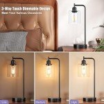 Set of 2 Industrial Touch Bedside Lamps
