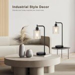 Set of 2 Industrial Touch Bedside Lamps