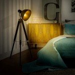 Industrial Tripod Floor Lamp with Adjustable Height