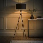 Modern Black Metal Tripod Floor Lamp with Shade
