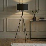 Modern Black Metal Tripod Floor Lamp with Shade