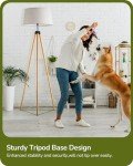 Dimmable Wooden Tripod Floor Lamp with Remote