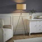 Modern Tripod Floor Lamp with Beige Shade