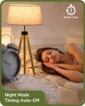 Dimmable Wooden Tripod Floor Lamp with Remote