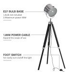 Adjustable Industrial Tripod Floor Lamp with Wooden Legs