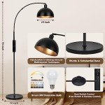Dimmable Black Arc Floor Lamp with Remote Control