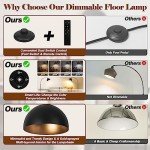 Dimmable Black Arc Floor Lamp with Remote Control