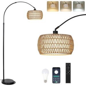 Stylish Arc Floor Lamp with Remote & Dimmable Bulb
