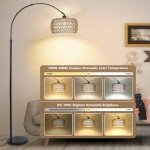 Stylish Arc Floor Lamp with Remote & Dimmable Bulb