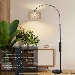 Stylish Arc Floor Lamp with Remote & Dimmable Bulb