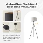 Modern Black Metal Tripod Floor Lamp with Shade
