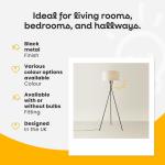 Modern Black Metal Tripod Floor Lamp with Shade